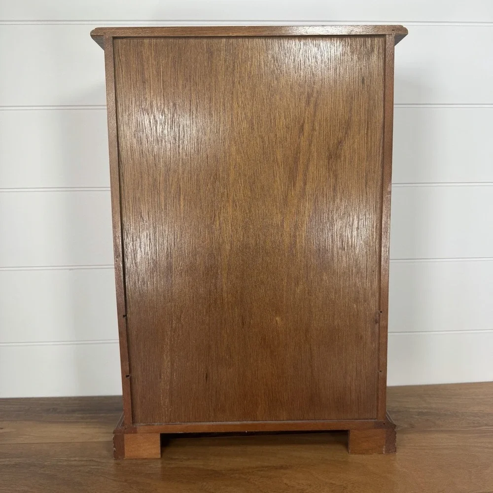VTG Wood 2 Door Jewelry Box Armoire Cabinet w Mirror Drawers Organizer 18